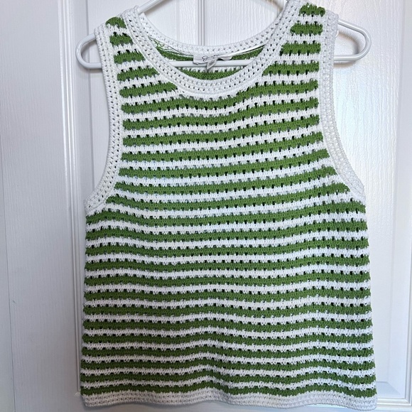 Jessica Simpson Tops - Jessica Simpson Green and White Striped Tank Top
